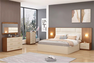 ชุดเตียงขนาดคิงไซส์ทันสมัยคุณภาพสูงไฟกรอบไม้แข็งหัวเตียงโรงแรมเฟอร์นิเจอร์ห้องนอนสำหรับอพาร์ทเมนต์และวิลล่า - Product Image 3