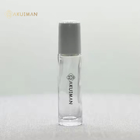 En stock, flacon en verre transparent de 5 ml et 10 ml, flacon roll-on avec bouchon noir, bille en verre