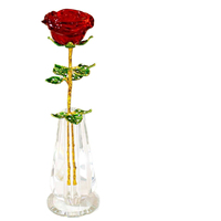 Offre Spéciale : Fleurs de Rose en Cristal Artisanales avec Vase – Idéal Cadeau d'Anniversaire