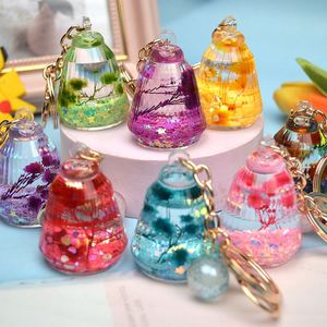 Hot Sell Cute Cartoon Acrylic Liquid Keychain <b>Floating</b> Quicksand Key Chain Bag Pendant - Product Image 2
