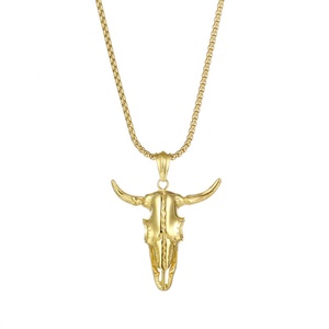 Colgante de Cabeza de Toro de Acero Inoxidable 316L Dorado, Estilo Rock Punk Anime, Colgante de Amuleto Hiphop - Product Image 2