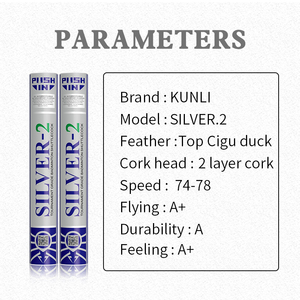 Volants de <span class=keywords><strong>badminton</strong></span> KUNLI en plumes de canard argentées, durables et de haute qualité, vente en gros - Product Image 3