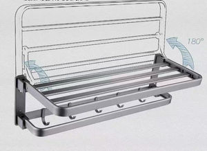 Moderno Juego de 5 Toalleros de Aluminio Gris Metálico, Kit de Accesorios de Baño de Acero, Plegable y Móvil para Hoteles, Juego de 5 - Product Image 6