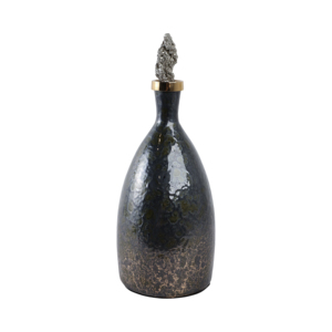 Vaso in vetro testurizzato con coperchio in pietra per decorare il soggiorno, l'ufficio o la casa - Product Image 3