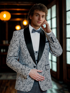 Blazers para hombre de fiesta de Jacquard con flores ajustados, traje informal para hombre, abrigo deportivo, chaqueta de viaje con un botón, chaqueta ligera - Product Image 4