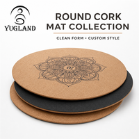 Tapis de yoga rond en liège Yugaland Milestone, modèle phare, couleur unie, anti-déchirure, antidérapant, pour l'entraînement, vente en gros mondiale