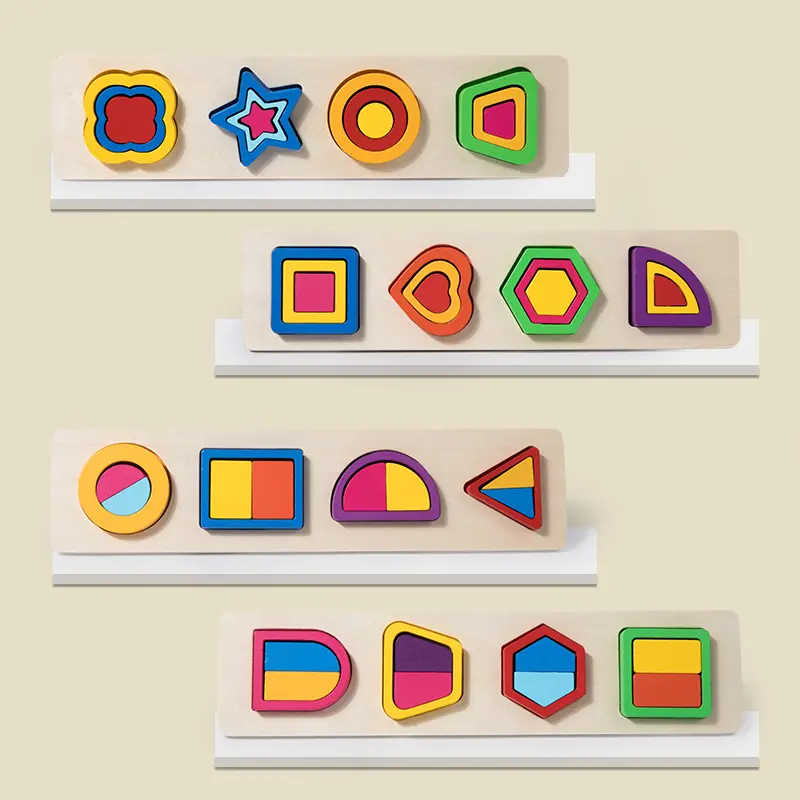 Bordo di Puzzle di corrispondenza di colore di cognizione di forma dei bambini di legno, bordo della presa della mano, giocattolo di Puzzle di prima educazione