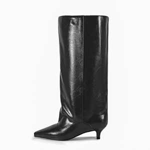 <span class=keywords><strong>Stivali</strong></span> alti al ginocchio con polpaccio largo da donna alla moda con <span class=keywords><strong>tacco</strong></span> <span class=keywords><strong>basso</strong></span> <span class=keywords><strong>a</strong></span> <span class=keywords><strong>punta</strong></span> oliato Pull on taglie 35-43 - Product Image 5