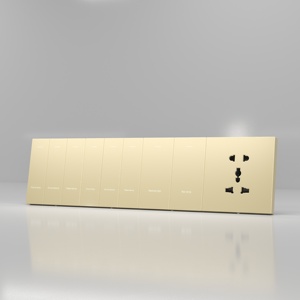 1 enchufe de pared del <span class=keywords><strong>mercado</strong></span> europeo para luz 2 bandas 1 vía 2 vías interruptor de pared Panel de aluminio cepillado - Product Image 3