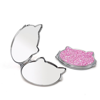 Miroir de maquillage compact en forme de chat mignon, miroir cosmétique portable de voyage pour filles, cadeau
