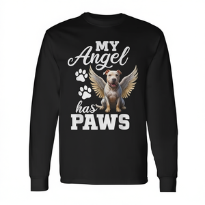 T-shirt à manches longues unisexe pour adulte, col rond, impression numérique, My Angel Has Paws Pitbull Memorial Dog Angel Wings - Product Image 2