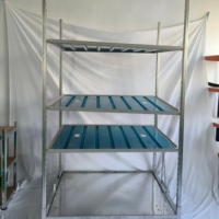 Carro de aluminio danés para invernadero, soporte de exhibición de macetas de 3 niveles, estante ajustable, banco rodante, herramientas OEM para vivero