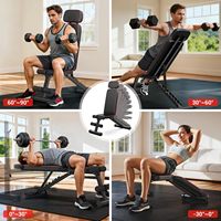 Banc abdominal pliable unisexe, réglable en poids et multifonctionnel, pour utilisation en intérieur