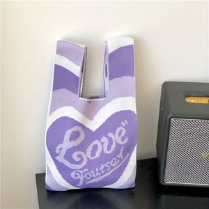 Gradient Heart Letter Knit Vest <b>Tote</b> <b>Bag</b> Reusable Handheld Gift <b>Bag</b> Wedding Candy Packing <b>Bag</b> Birthday Party Favor Storage <b>Bag</b> - Product Image 5