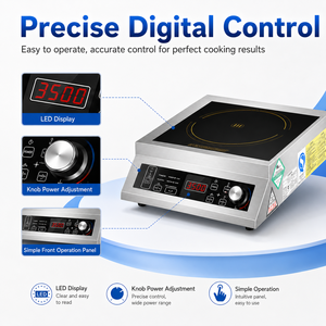 Professional 3500W Tabletop Flat Fryer Space-saving Induction Cooker with Adjustable Feet for Restaurant Hotel Canteen Cafe - Product Image 3