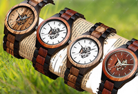 Jam Tangan Analog Mewah Olahraga Fashion Kayu Alami Buatan Tangan Ramah Lingkungan dengan Dial Kaca, Logo Kustom, dan Stopwatch