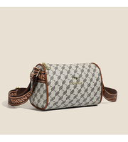 Sac bandoulière cylindrique vintage pour femme, imprimé unique, mini-sac baril léger en cuir PU avec large sangle réglable