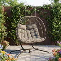 Fauteuils suspendus en forme d'œuf avec bases, fauteuils à bascule intérieurs/extérieurs, fauteuils suspendus en rotin pour patios, fauteuils suspendus en forme de panier