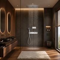 Conjunto de ducha de techo termostático empotrado, mezclador de ducha, grifo de latón para baño