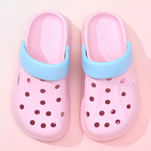 Pink Platform <b>Clogs</b> With Blue Strap Breathable Summer Sandals For Women Beach Wear Non Slip Comfortable Walk Shoes - Product Image 2