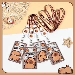 Porta Identificación Transparente Creativo, Protector de Tarjeta con Diseño de Dibujos Animados, Colgante para el Cuello, para Estudiantes, Tarjeta de Acceso Escolar - Product Image 1