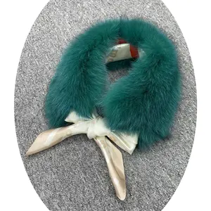 Janefur Custom Spring Winter Warm and Soft Silk Fur Scarf Colorful Women Fashion Real Fox Fur Scarf High Quality Fur Collar
