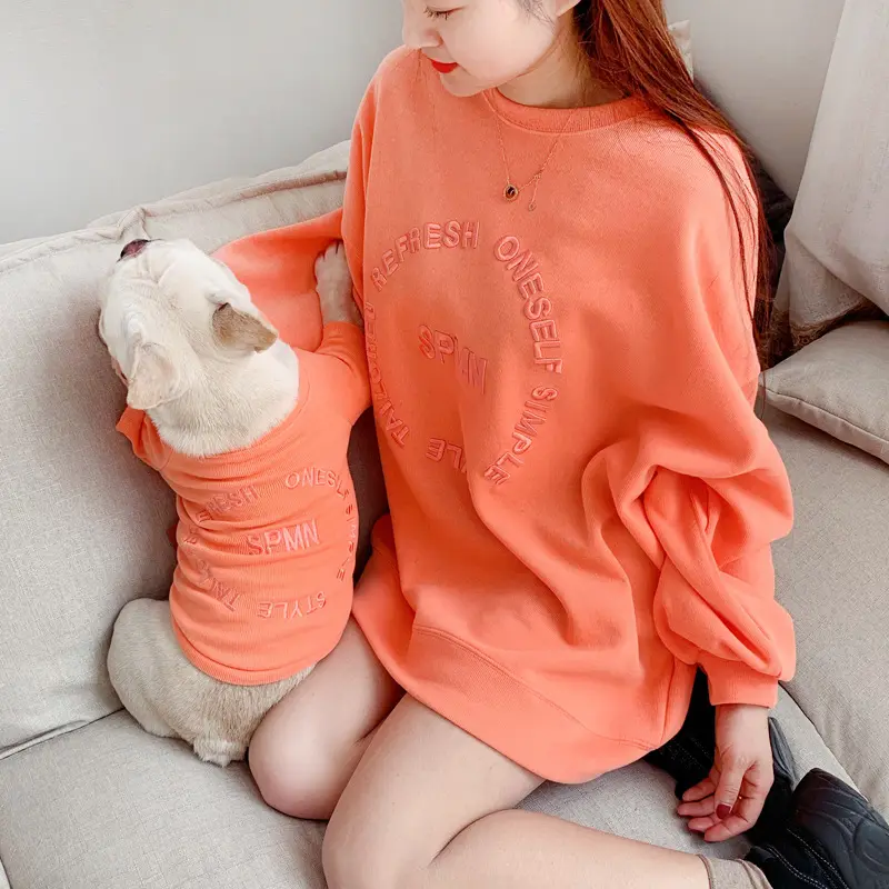 Wholesale Fashion Pet Human Apparel Sweater Cute puppy long sleeve T-Shirt Spring/Autumn Matching Dog And Human Clothes