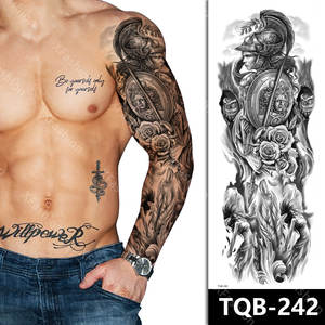 León Lobo tatuaje temporal <span class=keywords><strong>manga</strong></span> grande brazo completo Animal Tribal tatuajes <span class=keywords><strong>manga</strong></span> para hombres mujeres - Product Image 6