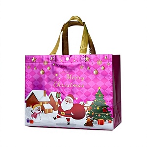 Sacs cadeaux de Noël personnalisables, écologiques, durables, non tissés, enduits, imperméables, avec motif Père Noël, pour emballages de fête - Product Image 3