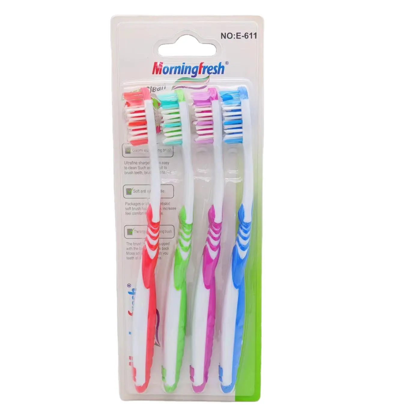 OEM/ODM 4 Pieces In 1 Pack High Quality Toothbrush Tongue Cleanercolorful Adult Toothbrush