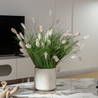 Plante artificielle de gazon queue de lapin blanc dans un pot en résine, fausse plante Lagurus, sans arrosage, sans entretien, pour la décoration de la maison, du bureau ou comme cadeau