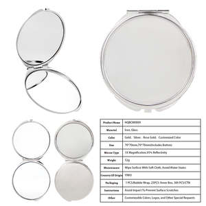 Round Compact Metal Frame <b>Foldable</b> Double-Sided Glass <b>Mirror</b> 70mm DIY Craft Makeup Customizable for Vinyl Resin Art DIY Blank - Product Image 1