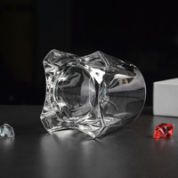 Verre à whisky carré 220 ml sans plomb réutilisable soufflé à la main, gobelet de luxe à facettes transparent pour whisky, vin et spiritueux