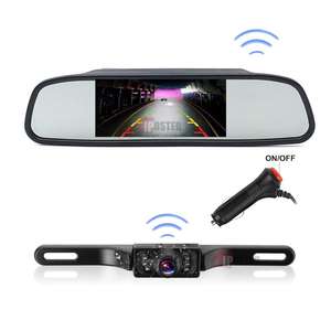 IPoster WiFi sistema de visión trasera con encendedor de cigarrillos inalámbrico coche espejo Monitor matrícula cámara de marcha atrás - Product Image 1