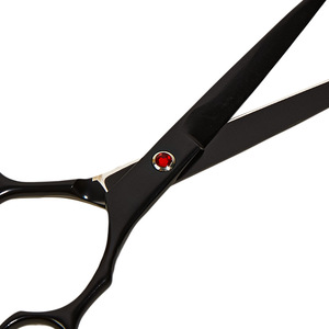 Tijeras para el cabello de acero inoxidable, tijeras de entresacar con mango largo, color negro, para cortar el cabello y el aseo de mascotas - Product Image 3
