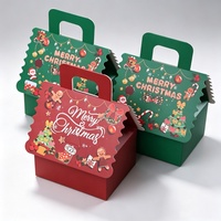 Boîte cadeau en papier style maison de Noël avec poignée, boîte à dragées pour fête de Noël pour biscuits, bonbons, chocolat, nougat