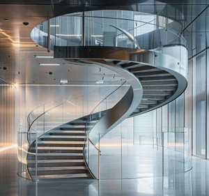 Escalera Espiral Curva de Diseño Moderno con Estructura de Acero, Diseño Flotante para Exteriores, para Uso en Hoteles - Product Image 1