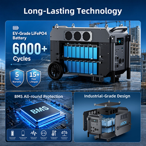 สถานีไฟฟ้าพกพา US Warehouse ABOK 7200W 9792Wh LiFePO4 เครื่องกำเนิดพลังงานแสงอาทิตย์แบบแยกเฟส 120V 240V สำหรับบ้านและอุตสาหกรรม ปลั๊กแบบ US - Product Image 6