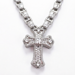 Ready Ship Iced <b>Cross</b> <b>Pendant</b> <b>Sterling</b> <b>Silver</b> Moissanite Diamond Claw Set Brilliant Cut Hip Hop <b>Pendant</b> Necklace Jewelry - Product Image 1