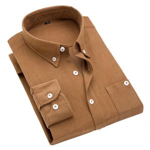 Camicia da uomo Yomo a maniche lunghe in velluto a coste tinta unita, vestibilità slim, con bottoni sul collo, per uso quotidiano, formale o business, modello <span class=keywords><strong>POLO</strong></span> <span class=keywords><strong>oversize</strong></span>, economica - Product Image 5
