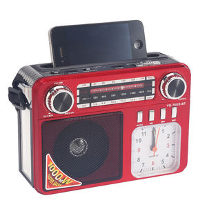 <b>Retro</b> Multifunctional Portable AM FM SW Radio With <b>Clock</b> Display Phone Holder Super Bass Built In Speaker For Home Use - Product Image 5