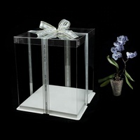 Boîte à Gâteau Haute et Ronde Transparente Multicolore pour Gâteau d'Anniversaire, Fête des Mères, Mariage, Noël