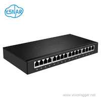 Enregistrement et surveillance de téléphone fixe 16CH avec identification de l'appelant, enregistreur d'appel téléphonique filaire USB PSTN pour centre d'appels