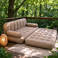 Canapé-lit gonflable portable pliable double usage en tissu composite à gonflage manuel pour la maison, le camping et l'extérieur