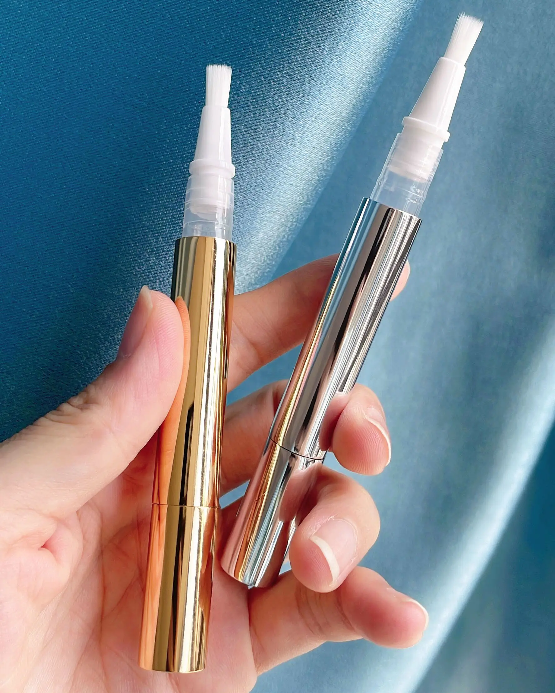 Caneta cosmética metal li twist 3ml, aplicador fluido recarregável caneta de óleo de cutícula tubo vazio com escova