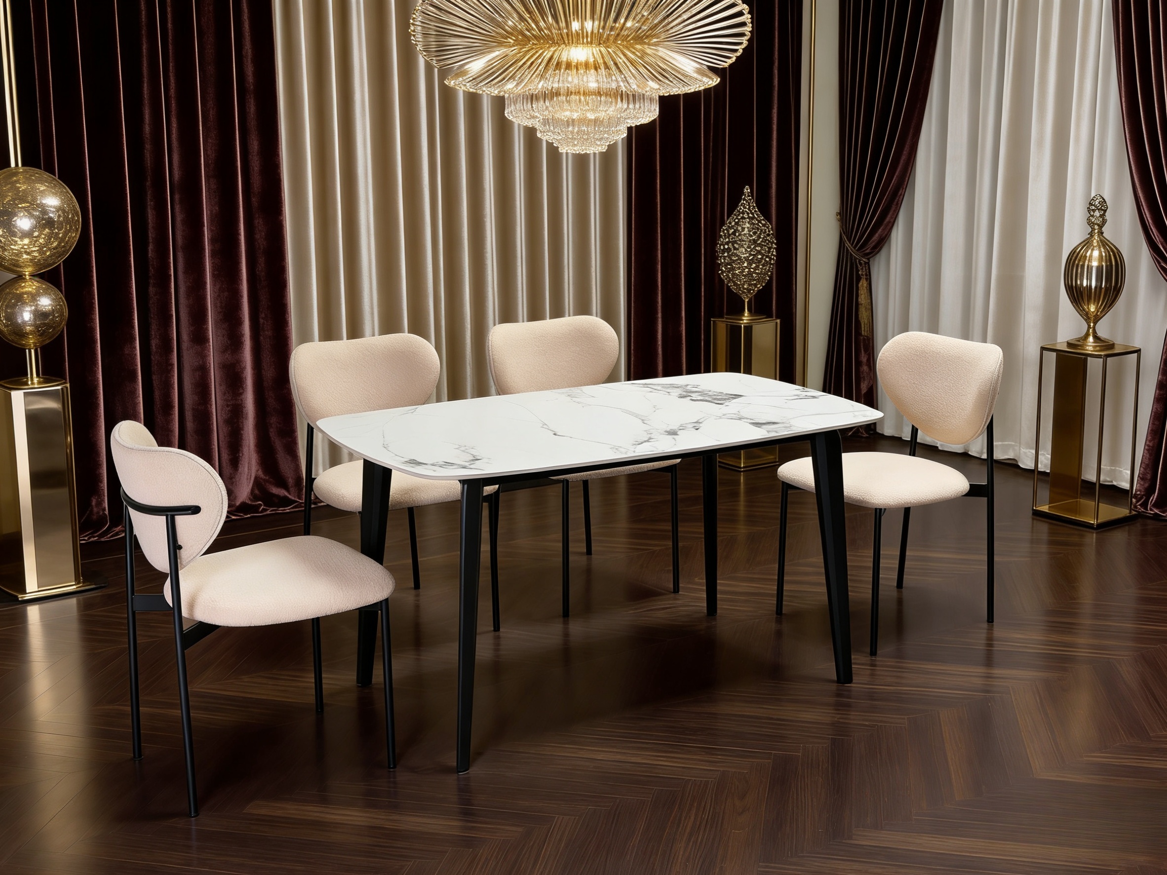 Modern Home Dining Table & Chair Set for Kitchen & Living Room - View 2
