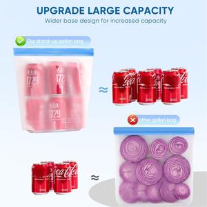 Huamaohengchun Paquete de 6 Bolsas Reutilizables para Congelador de un Galón, de Plástico PE, Aptas para Lavavajillas, Libres de BPA, a Prueba de Fugas, para Almacenamiento de Alimentos - Product Image 4
