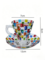 Tasse à thé et à café en verre cristal style Murano, mosaïque haute valeur chromatique