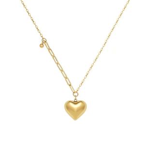 Collier pendentif cœur en acier inoxydable plaqué or 18 carats, collier ras du cou avec chaîne à maillons et breloque cœur d'amour pour femme - Product Image 1