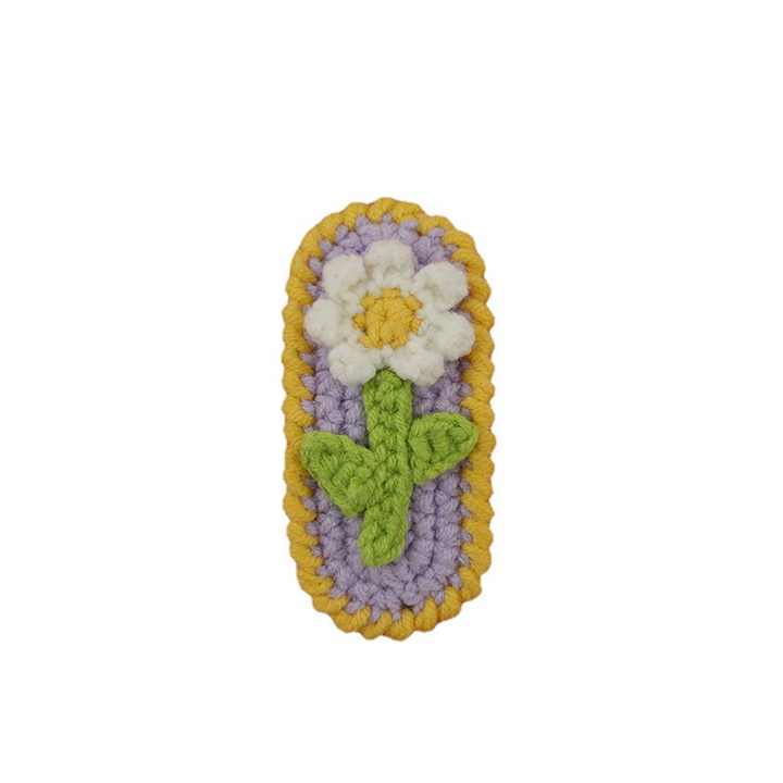 Handmade small flower hairpins weaved yarn crocheted exquisite snap